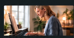Wiedereinsteigerin am E-Piano