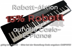 15% Rabatt auf alle Casio E-Pianos